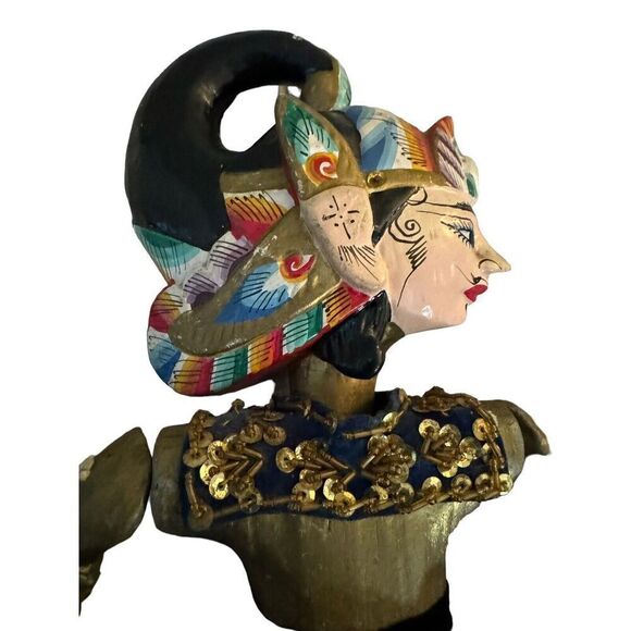 Vtg Wayang Golek Puppet Two Faced Asian Indonesia Art Folk Art 25”Java Handmade - Picture 11 of 12